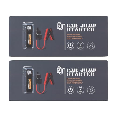 Povasee Jump Starter Power Pack, 5000A Car Battery Booster Jump Starter (up to All Gas or 10L Diesel) with 3" LCD Display, Car Starter with 2 USB Ports, Jump Leads and LED, Jump Pack for 12V Vehicles