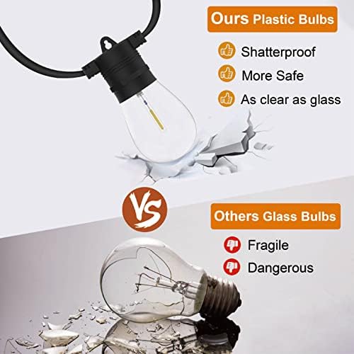 ZOTOYI Outdoor Garden String Lights Mains Powered 100FT/30m, Waterproof IP65 Festoon Lights Outdoor with 30+2 LED Shatterproof Bulbs for Outside Terrace Patio Party Wedding Yard, 2700K Warm White