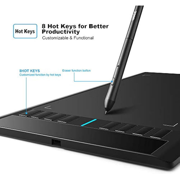 UGEE M708 Drawing Tablet,10x6in 3D Digital Graphics Tablet with 8192 Level Battery-free Tilt Pen,8 Hot Keys,Art Design Creation Tablet for PC with Windows 11/10/8/7,Mac OS 10.10 or above,Chromebook