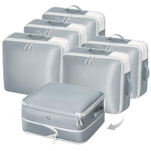 DIMJ 6 Pack Compression Storage Bags - Ultra Space Saving Self Compression Organizer with Zipper, Duvets Storage Organiser for Blanket, Clothing,