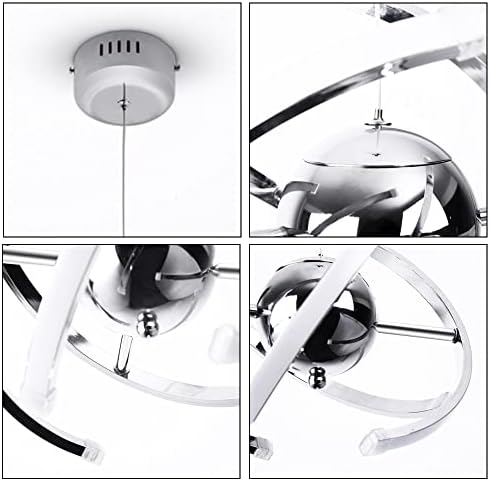 ELINKUME Modern Living Room LED Pendant Lights,Creative Adjustable Kitchen Light Fixture,26W Globe Chrome Ceiling Chandelier for Dining Room,Bedroom,Hall Lighting