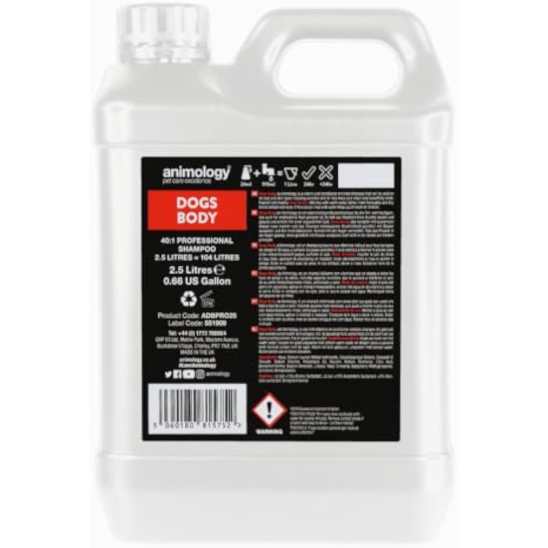 Animology Dogs Body Dog Shampoo 2.5 Litre