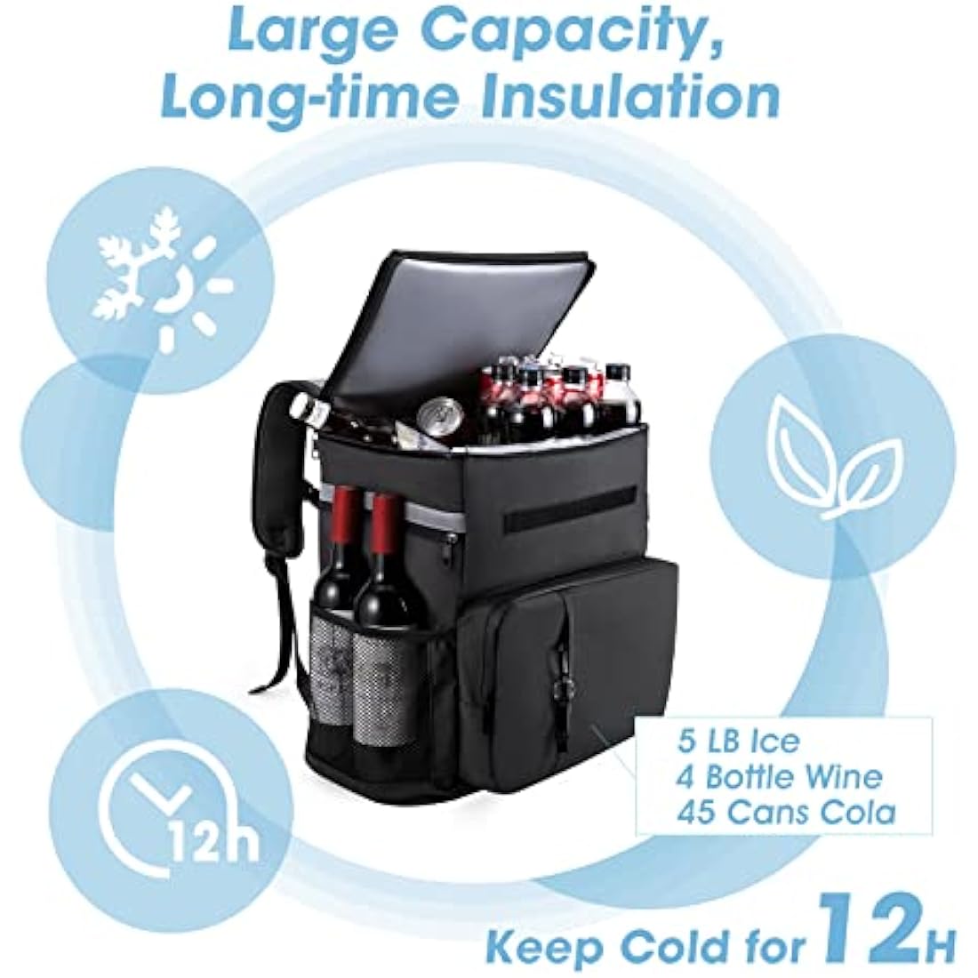 MATEPROX Large Cooler Bag Rucksack, 40L Leakproof Insulated Picnic Backpack Keeps 54 Cans with Bottle Opener, Waterproof Lunch Cooler Bag Backpack for Camping Beach Hiking Outdoor Activities