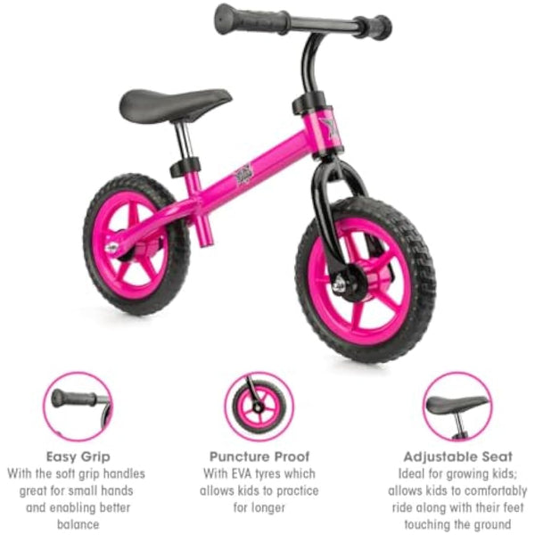 Xootz Balance Bike for Toddlers And Kids, Training Bicycle with Adjustable Seat And No Pedals, Pink