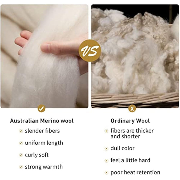 ACUSHLA Merino Wool Camp Blanket - Warm, Thick, Washable, Large Throw - Great for Outdoor Camping All Seasons Suitable Morocco Khaki 79" x63" 3.8lbs