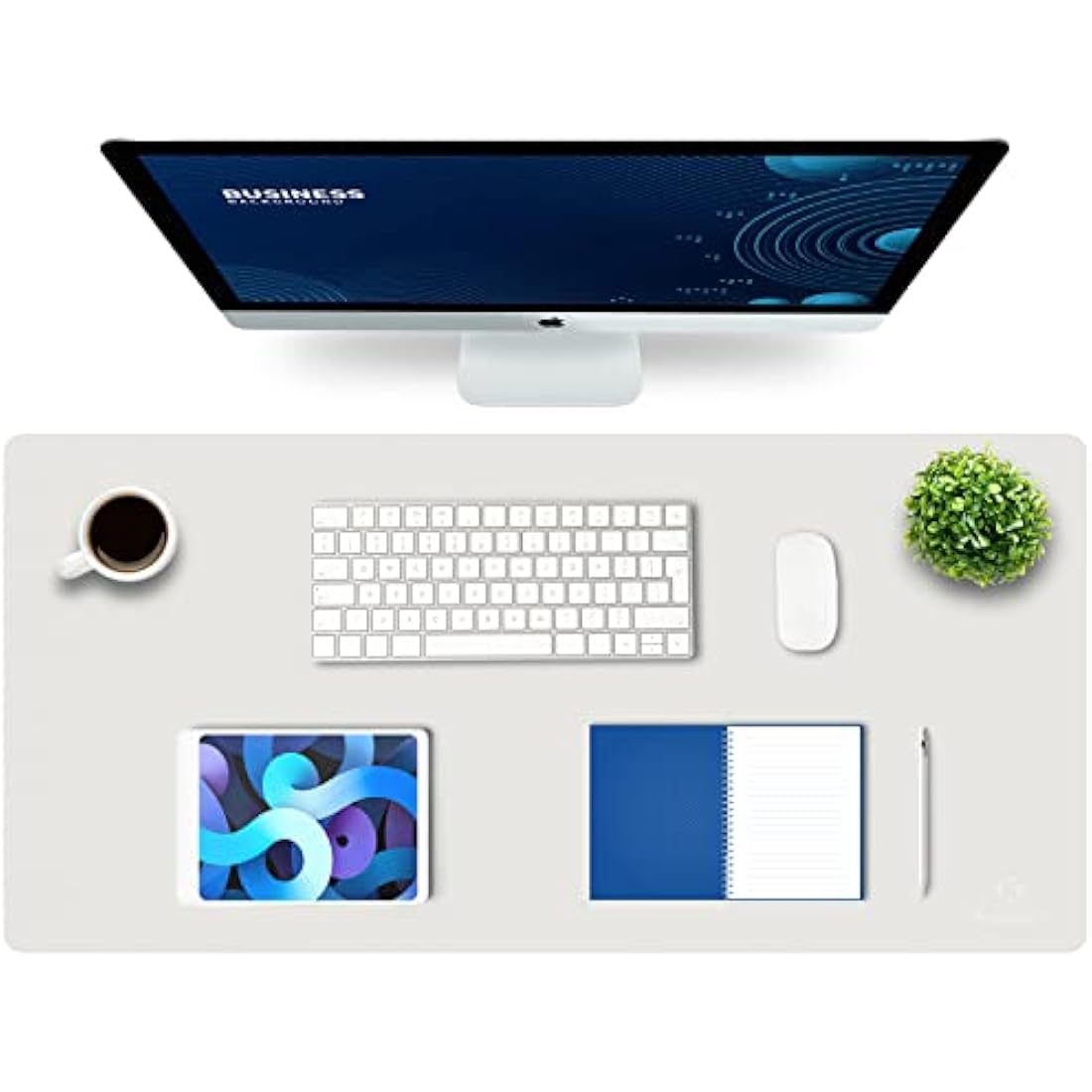 K KNODEL Large Office Leather Desk Mat, Mouse and Keyboard Pad, Computer and Laptop Mat, Desktop Protector and Cover, Writing Pad and Blotter (90x43cm, White)