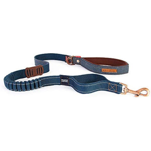 EzyDog Zero Shock Dog Lead | Shock Absorbing Traffic Control, Denim, 48 Inch