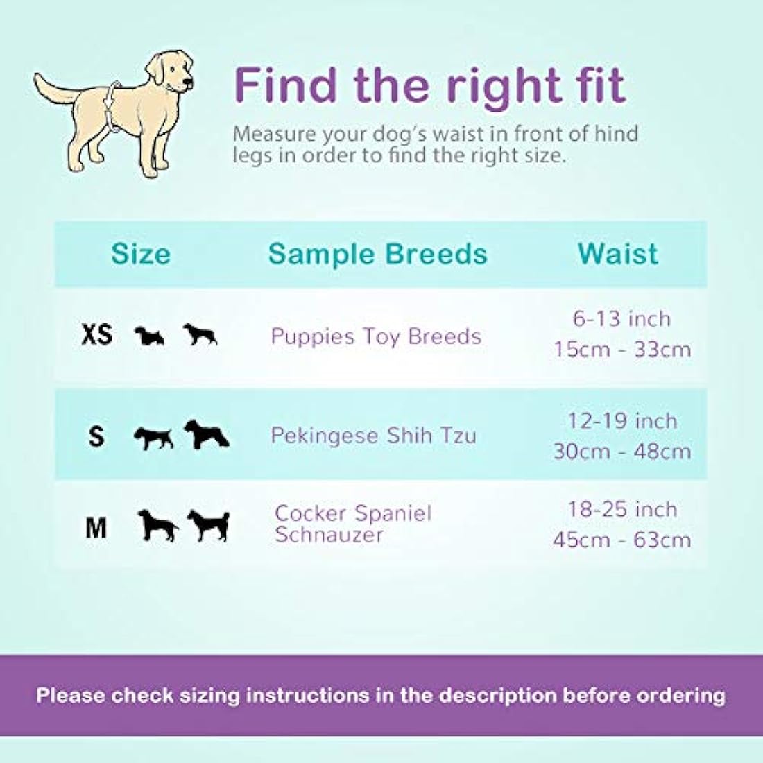Flying Paws Male Dog Nappies, XS-60 Disposable Dog Wraps for Puppy Incontinence Super Absorbent Male Wraps, Soft Cotton, Stereoscopic Edge Fit for Potty Training, Travel