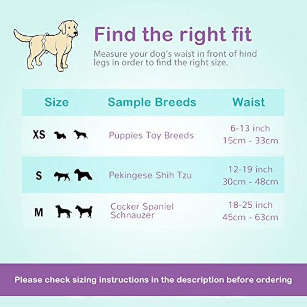 Flying Paws Male Dog Nappies, XS-60 Disposable Dog Wraps for Puppy Incontinence Super Absorbent Male Wraps, Soft Cotton, Stereoscopic Edge Fit for Potty Training, Travel