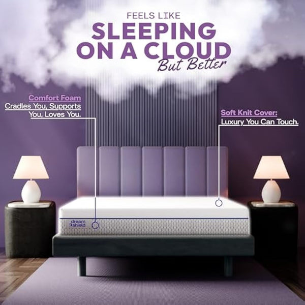 DREAM SHIELD Mattress - Comfort Foam Orthopedic Mattress with Motion Isolation Technology, Temperature-Regulating Cover, Medium Firm Support for Back Pain Relief (Super King)