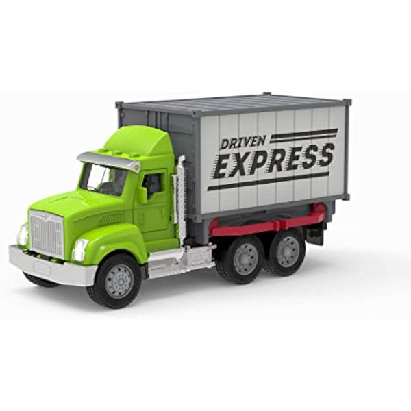 Driven by Battat – 7-Inch Container Truck Toy with Lights & Sounds, Movable Parts, Utility Vehicle for Boys & Girls, Durable Design, Realistic Details, 3+ Years Toy for Kids