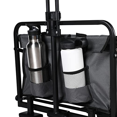 Heavy Duty Folding Wagon With Large Wheel, Trolley Cart Outdoor Transport Trailer Foldable Outdoor Garden Utility Wagon/Trolley with Cover Bag (Grey)