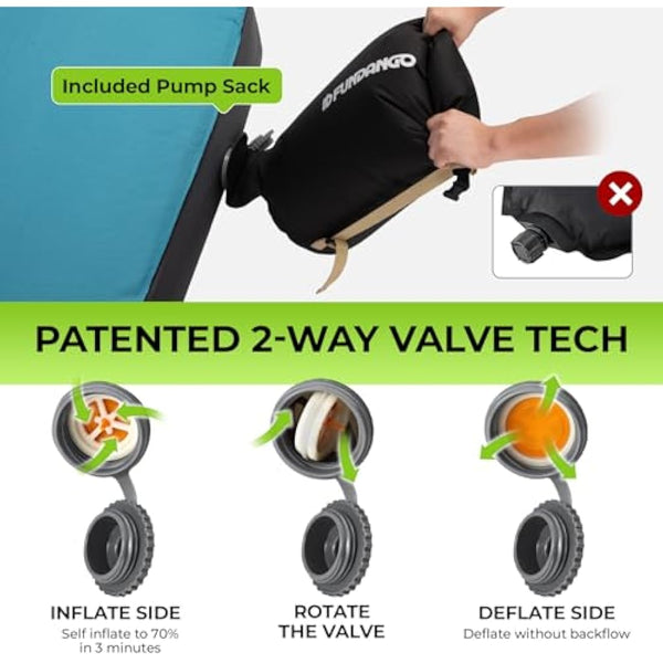 FUNDANGO Self Inflating Camping Mat 10cm Thickness for Camping 3D Portable Blow Up Mattress Silent Sleeping Mat, Soft Air Mattress for Outdoor Tent, Traveling, Guest Bed