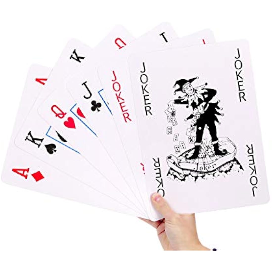 GrassVillage Jumbo A4 Playing Cards – Giant 28cm x 20cm Plastic Coated, Water Resistant Deck for Family Party Games, BBQs, Garden, Indoor & Outdoor Fun, Christmas & Events