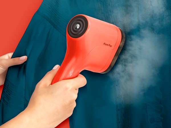 Tefal Pure Pop Slim Handheld Clothes Steamer, No Ironing Board Needed, Ready to Use in 15 Seconds, 70ml Detachable Water Tank, Travel Iron, Garment Steamer, Pink, DT2023