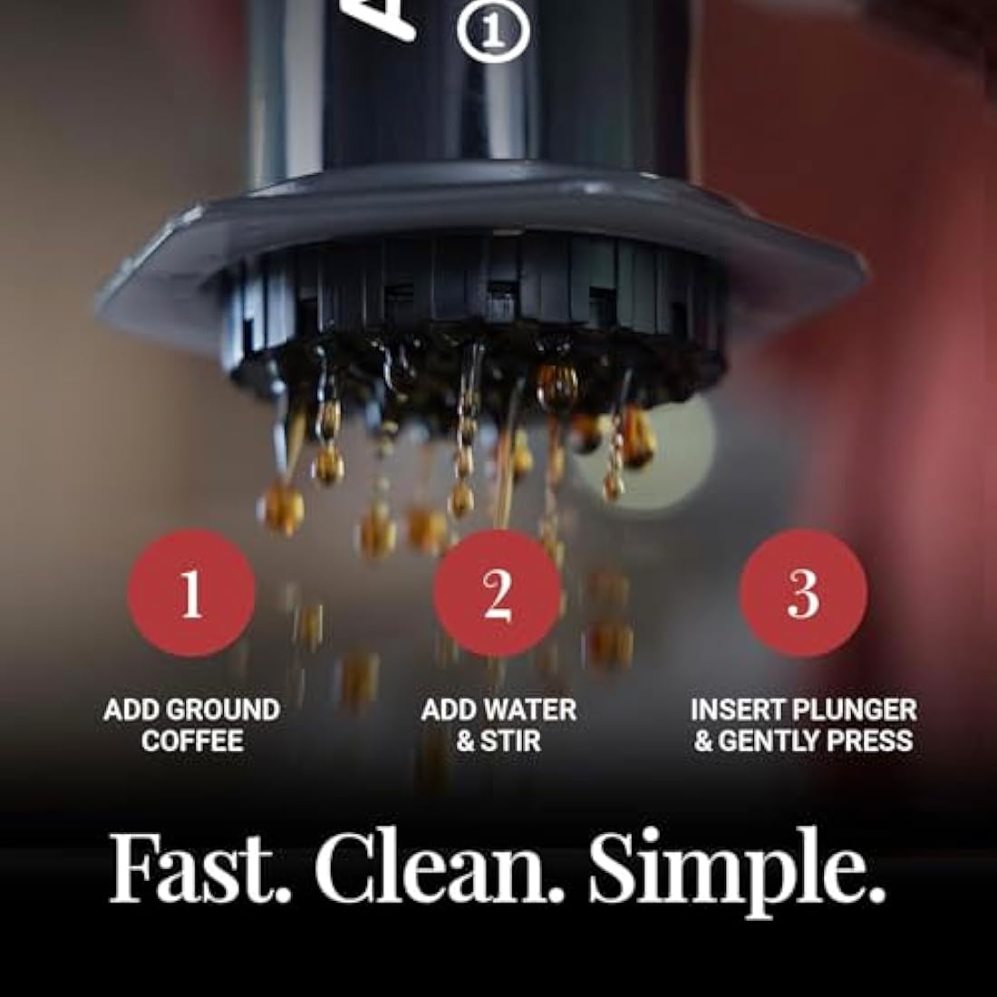 AeroPress Coffee and Espresso Maker - Quickly Makes Delicious Coffee Without Bitterness - 1 to 3 Cups Per Pressing,Black