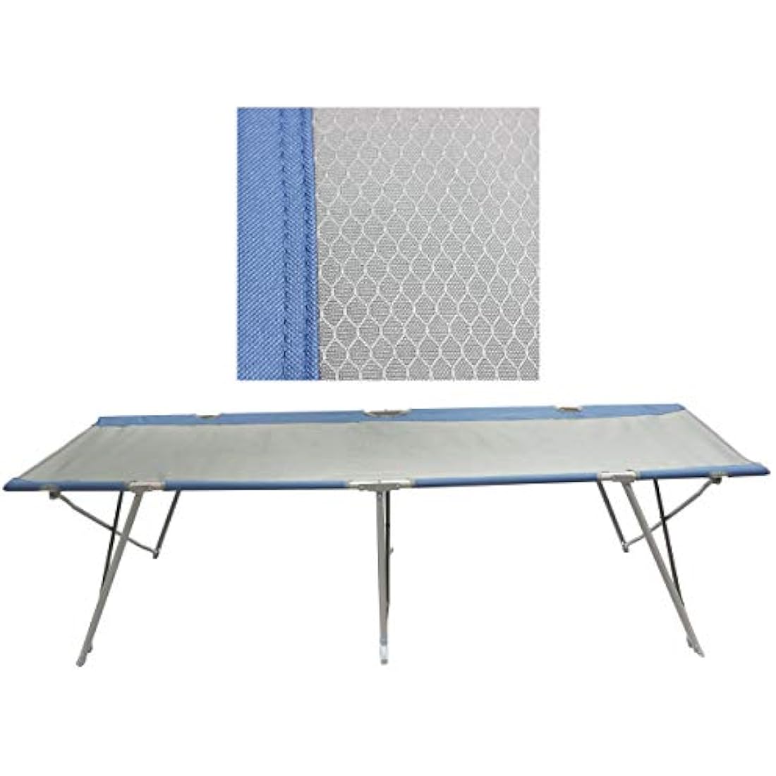 Homecall XXL Camping folding bed 600D polyester /rip stop grey/blue