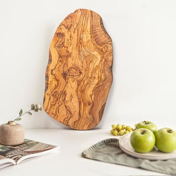 Erreke Wooden Chopping Boards, Handmade Natural Olive Wood Chopping Board, Serve or Chop Food, Large Wooden Cutting Boards, Barbecue Cheese Bread, Artisanal Mediterranean Style, 39x18 cm