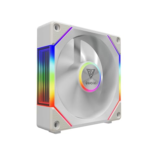 GAMDIAS 120mm ARGB PC Case Fans, Computer Case Fan, Cabless Daisy Chain Connection, Dual Infinity Mirror Lighting, Swappable Fan Blade for Reverse Airflow, Performance 30mm Thick, With Control Box