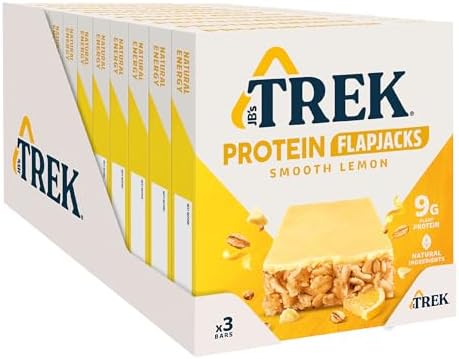 JB's Trek High Protein Flapjack Smooth Lemon - Gluten Free - Plant Based - Vegan Snack - 50g x 36 bars