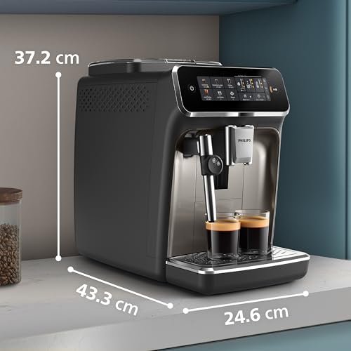 PHILIPS 5400 Series Bean to Cup Coffee Machine – 12 Coffee Varieties, LatteGo Milk Frother, Fastest-to-Clean, Ceramic Grinder, Fully Automatic Espresso & Cappuccino maker – Black, Silver (EP5446/70)