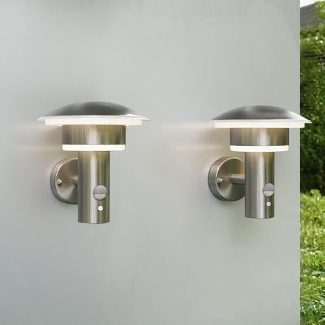 NBHANYUAN Lighting® 2PCS Outdoor LED Wall Light with Motion Sensor,4 Lighting Modes Outside Lights,SUS316 Stainless Steel Wall Lamp IP44 Waterproof 3000K Warm White for Porch,1000LM