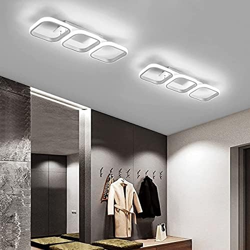 EIDISUNY Ceiling Light 3 Rectangles LED Latest Personality Simple White Modern Led Ceiling Light for Hallway Entrance Office Bedroom Kitchen Living Room Aisle - 54cm 33W Cool White Light 6000K (White)