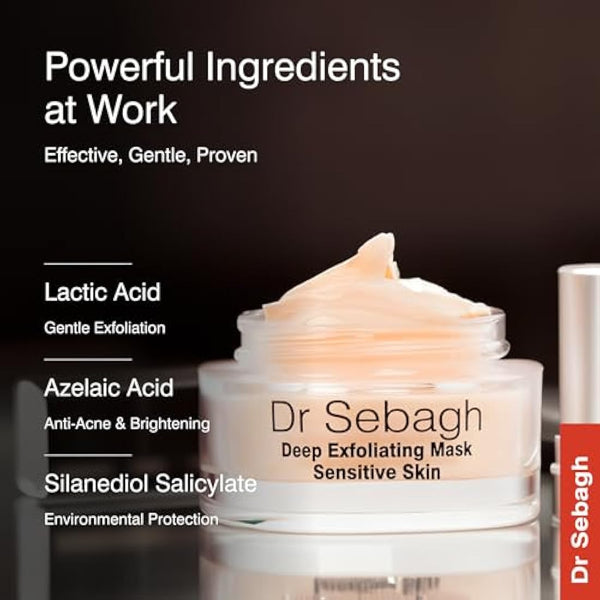 Dr Sebagh Deep Exfoliating Mask (50 ml) | Formulated For More Sensitive Skin | Enhanced with Azelaic Acid & Lactic Acid | Hydrate, Exfoliate & Rejuvenate | Minimises Appearance of Facial Lines