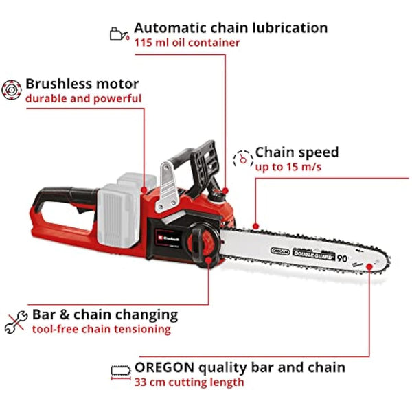 Einhell Power X-Change 36V Cordless Chainsaw - 14 Inch (35cm) OREGON Bar and Chain, Saw For Cutting Trees And Wood - GP-LC 36/35 Li Solo Electric Chainsaw Cordless (Batteries Not Included)