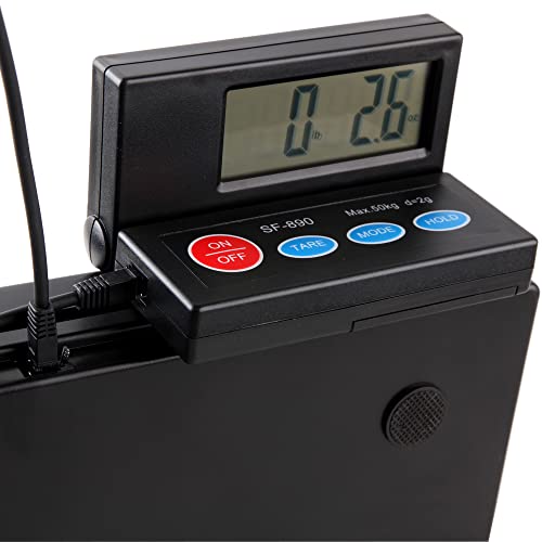 25cm*25cm Black Stainless steel Platform 50KG 110lb / 2g 0.1oz Digital Heavy Duty Large Capacity Weighing Platform Scale for Postal Industrial Commercial Shop Kitchen Letter Parcels Luggage Scales