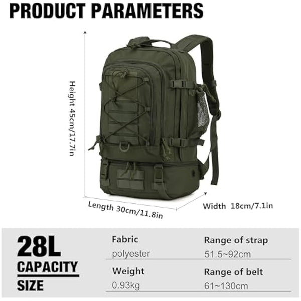 Mardingtop Military Backpack for Men, Tactical Army Backpack, Hiking Backpack with Shoe Compartment for Outdoor Camping,Travel,Trekking,28L Motorcycle Backpack…