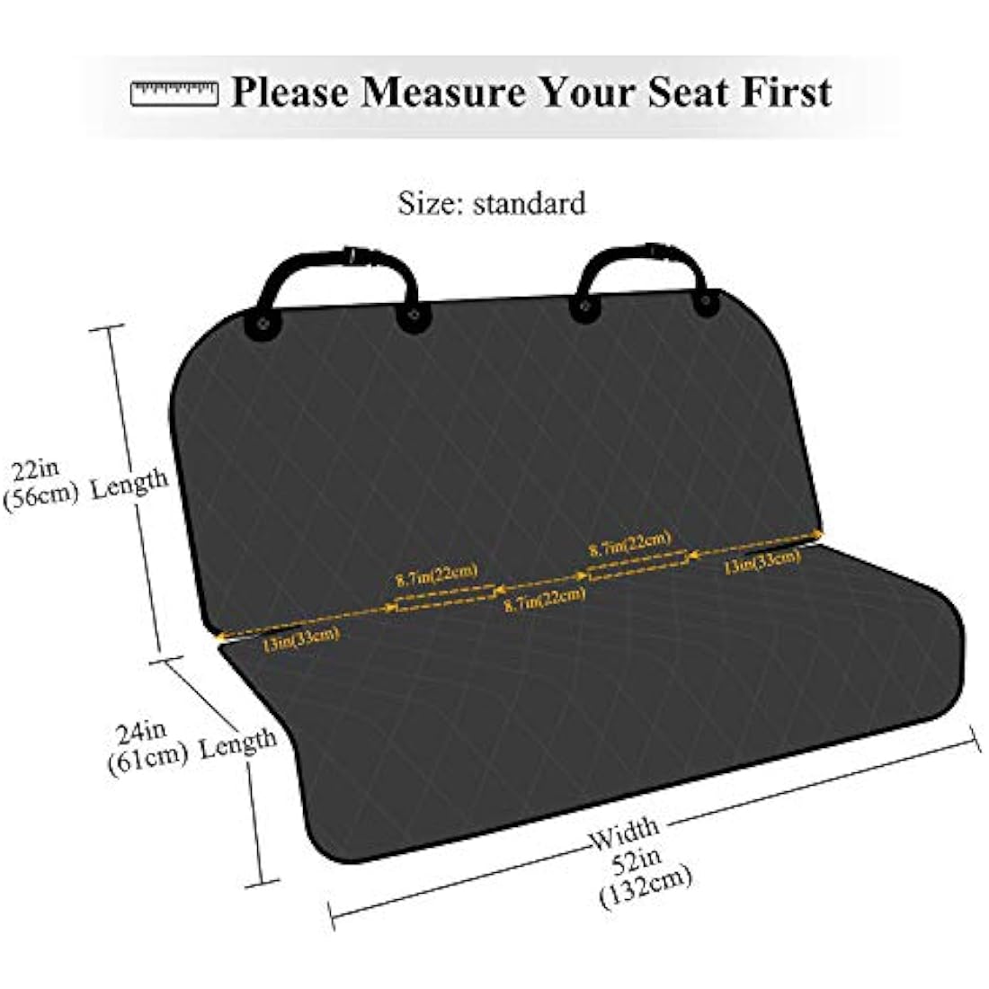 VIVAGLORY Dog Seat Covers, Dog Backseat Cover Pet Bench Protectors with Anti-Slip Backing, Car Seat Cover Back Seats Cover Rear Seat Covers for Dogs, Black, S