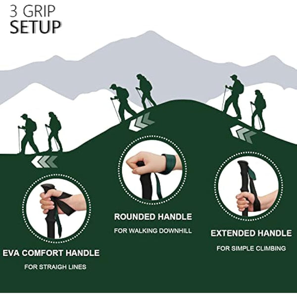 TheFitLife Collapsible Trekking Poles for Hiking – Lightweight Folding Walking Sticks for Men and Women with Extra-Long Foam Handle and Metal Flip Lock