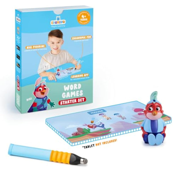 Edurino Niki Starter Set - Word Games, Reading & Writing, Literacy - Educational Toy for Kids 4+ - Includes 1 x Niki Figurine, Ergonomic Pen and App Accesss, Vocabulary and Comprehension, Handwriting