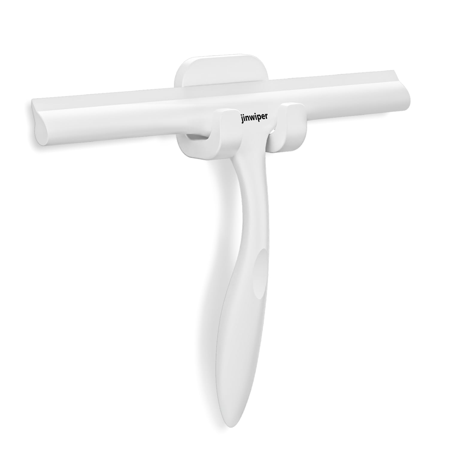 Anjinwiper Shower Squeegee For Glass Doors, Bathroom Squeegee With Hook Shower Wiper Screen for Bathroom Silicone Window Wiper, 25cm, White