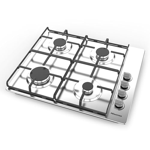 Hisense GM773XF 75cm 5 Burners Built-in Gas Hob with Easy Clean Surface, Wok Burner - Stainless steel