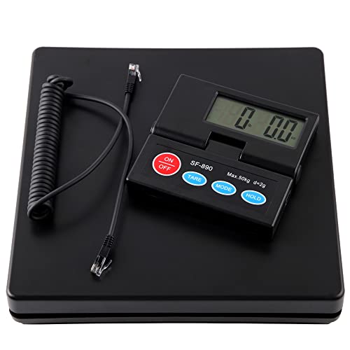 25cm*25cm Black Stainless steel Platform 50KG 110lb / 2g 0.1oz Digital Heavy Duty Large Capacity Weighing Platform Scale for Postal Industrial Commercial Shop Kitchen Letter Parcels Luggage Scales