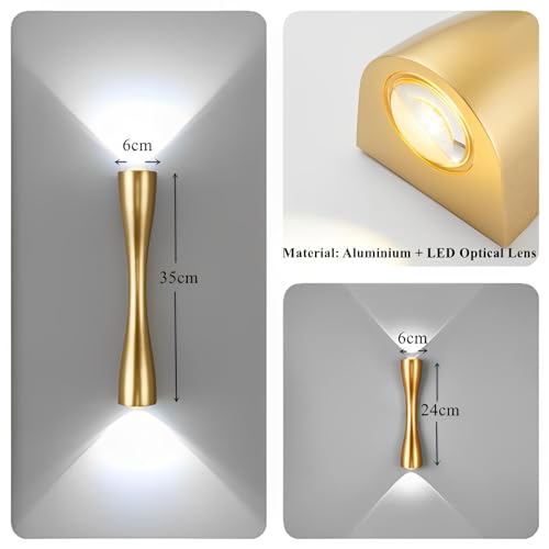 KRUIHAN Up and Down Wall Light Creative Gold Wall Lamp Modern Metal Interior Wall Lights LED Wall Lamp Wall Lighting Fixtures for Living