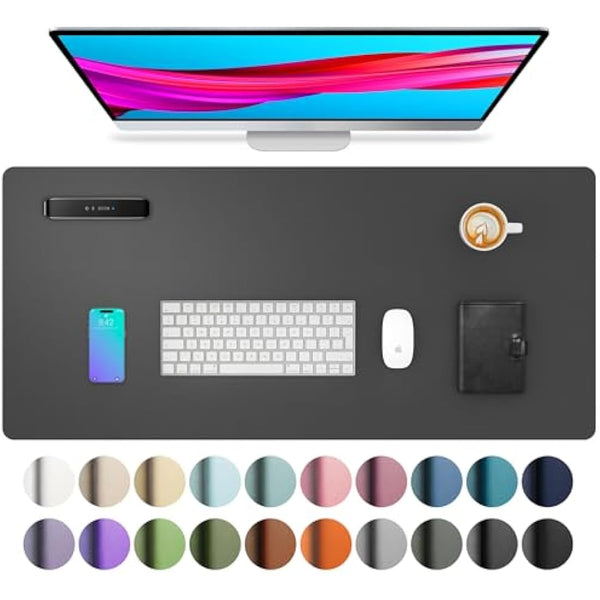 Leather Desk Pad Protector,Mouse Pad,Office Desk Mat,Non-Slip PU Leather Desk Blotter,Laptop Desk Pad,Waterproof Desk Writing Pad for Office and Home (80cm x 40cm, Gray)