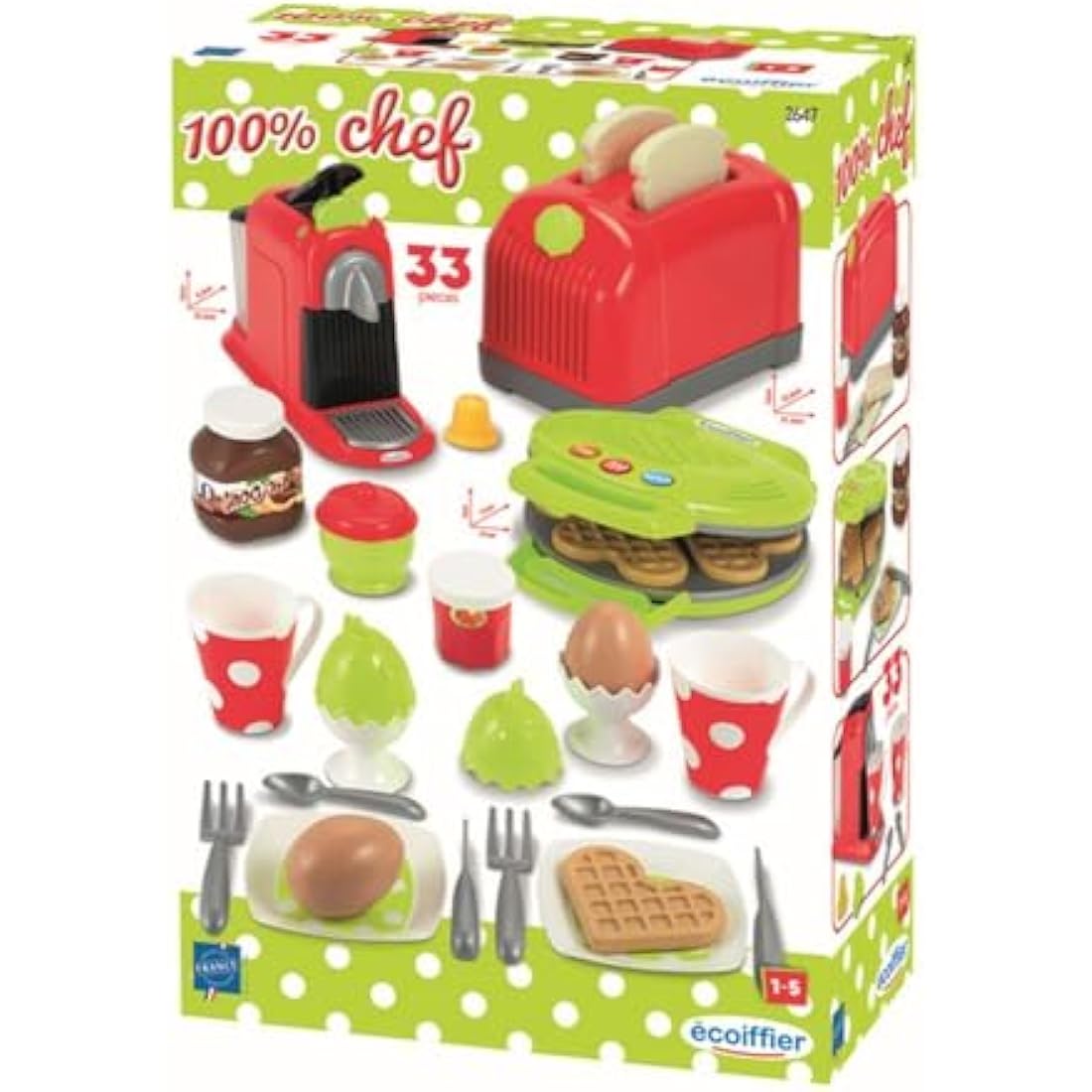 Ecoiffier 2647 Toaster Set with Breakfast for Children 33 Pieces – From 18 Months – Made in France