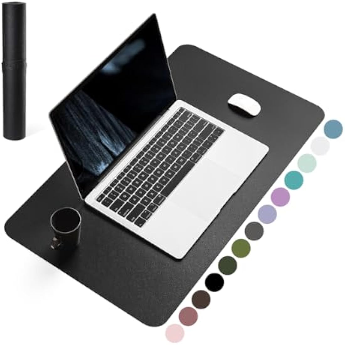 YSAGi Non-Slip Desk Pad, Waterproof PVC Leather Desk Table Protector, Ultra Thin Large Mouse Pad, Easy Clean Laptop Desk Writing Mat for Office Work/Home/Decor (60 x 35 cm, Black)