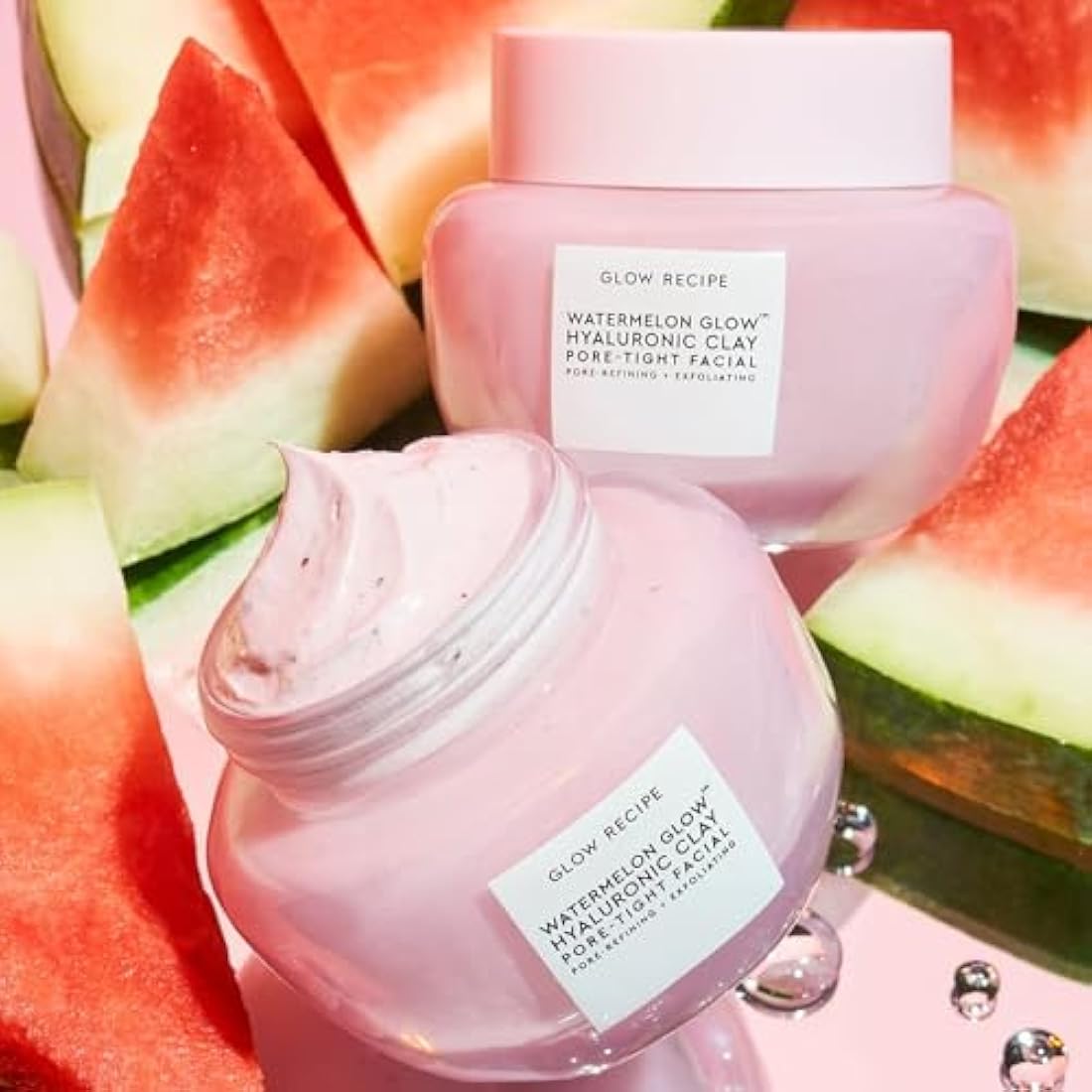 Glow Recipe Watermelon Glow Hyaluronic Clay Pore-Tight Facial - Gentle Exfoliating Clay Mask with Hyaluronic Acid - Help Minimize the Appearance of Pores, Even Tone + Hydrate (60ml / 2oz)