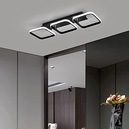 EIDISUNY Ceiling Light 3 Rectangles LED Latest Personality Simple Black Modern Led Ceiling Light for Hallway Entrance Office Bedroom Kitchen Living Room Aisle 33W Cool White Light 6000K (Black)