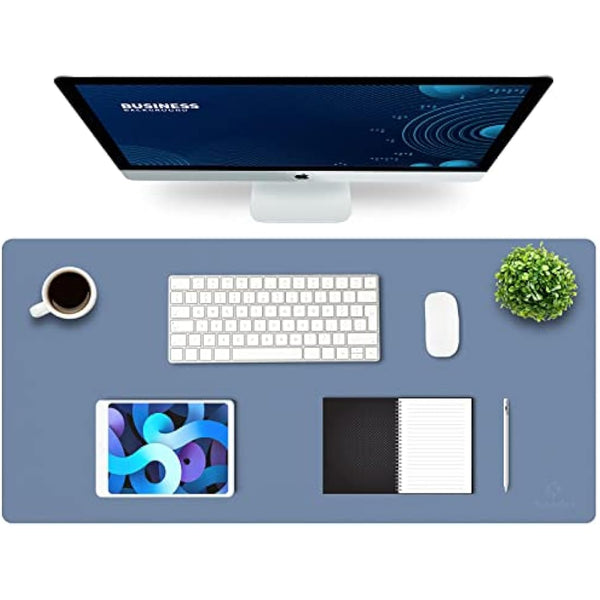 Knodel Leather Desk Pad, Large Mouse and Keyboard Mat for Laptop and Desktop, Protector Mat and Blotter (90x43cm, Lake Blue)