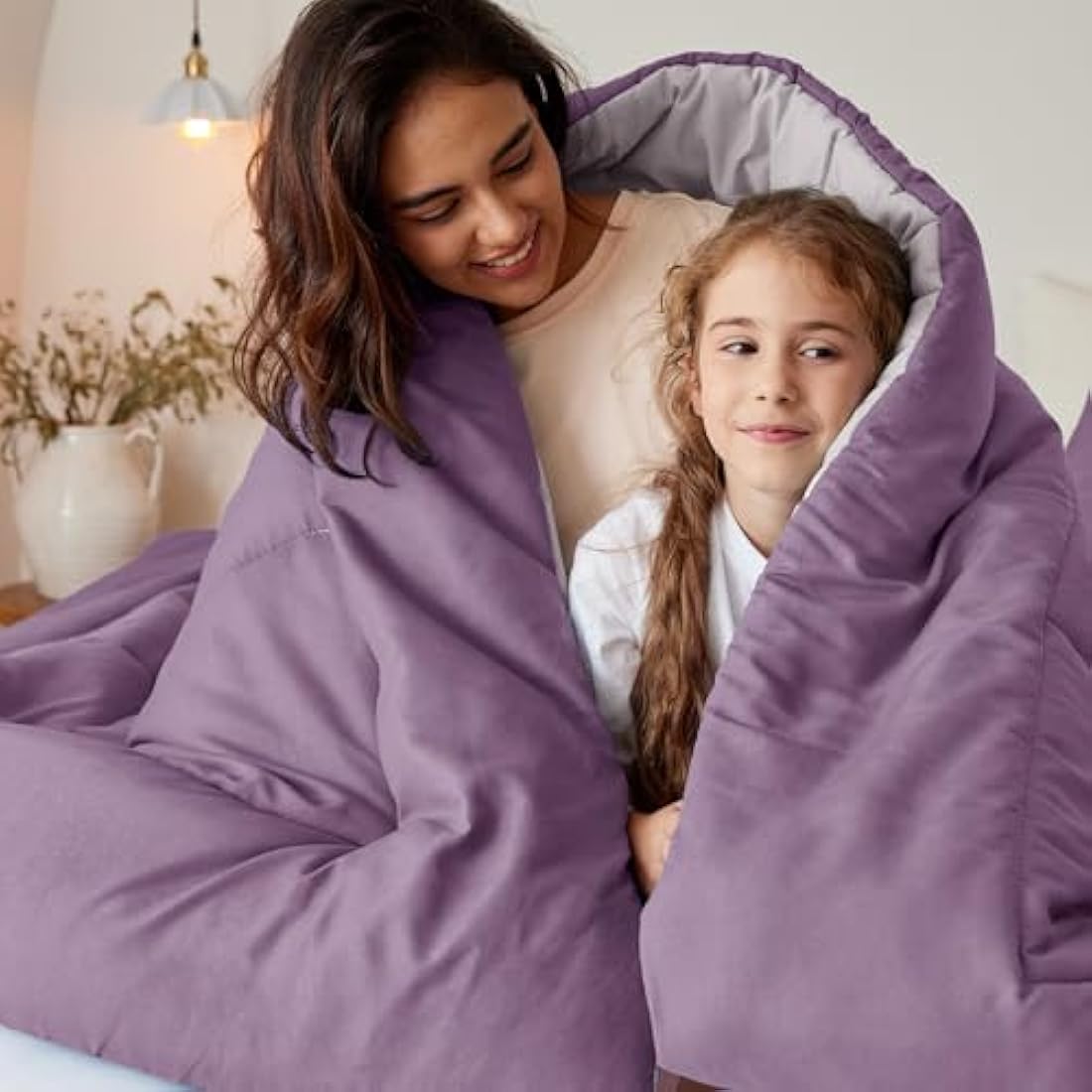 Exclusivo Mezcla 7.5 Tog Double Size Duvet All Seasons, Ultra Soft Reversible Coverless Duvet, Lightweight Down Alternative Comforter, 200x200 cm Dusty Lavender/Lilac Ash