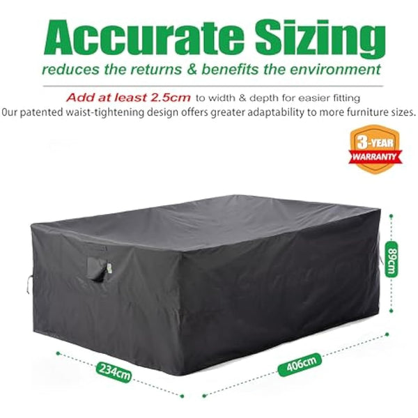 F&J Outdoors Garden Furniture Covers 406x234x89cm Extra Large Outdoor Furniture Covers Waterproof Heavy Duty UV Resistant Tear Resistant Windproof Sectional Sofa Cover Garden Furniture Cover