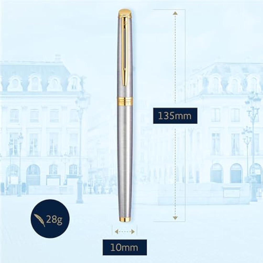 Waterman Hémisphère Rollerball Pen | Stainless Steel with 23k Gold Trim | Fine Point | Black Ink | Gift Box