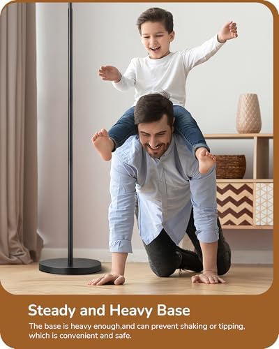 EDISHINE LED Floor Lamp, 63" Standing Lamp with Adjustable Linen Shade,Black Metal Arc Light Pole, Modern Simple Reading Light for Living Room, Lounge, E27 Socket