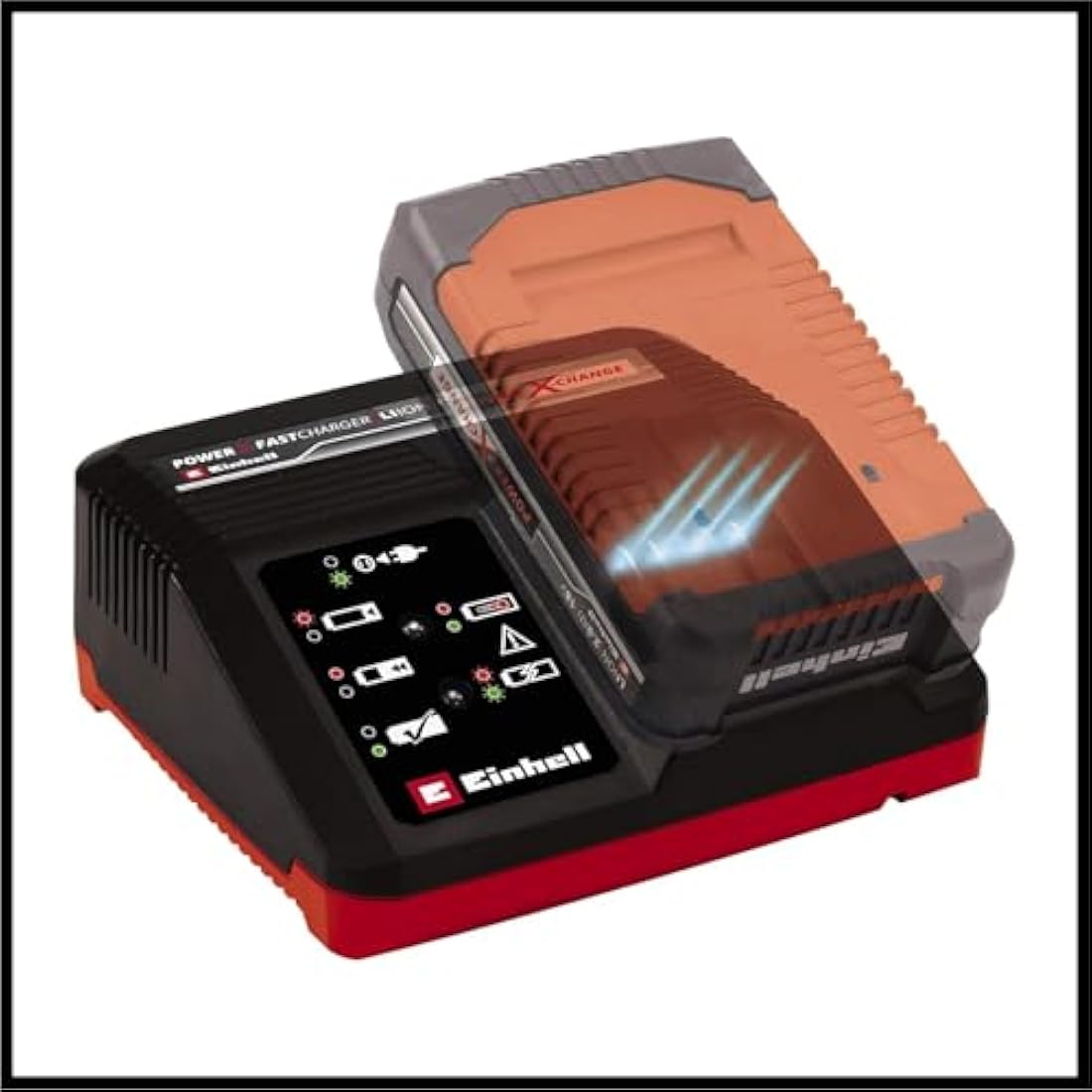 Einhell Power X-Change X-Fast Battery Charger 4A - Battery Monitoring and Intelligent Charging - Universally Compatible With All Einhell 18V PXC Lithium-Ion Rechargeable Batteries