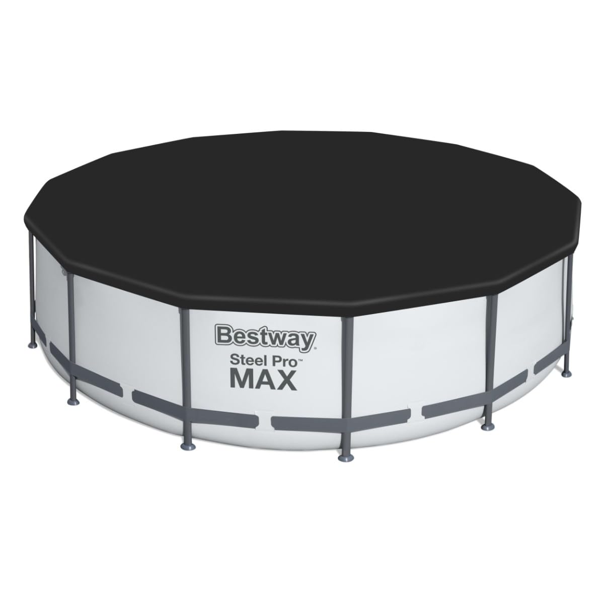 Bestway Steel Pro | Max Round Frame Swimming Pool with Filter Pump, Above Ground Frame Pools, Grey, 15ft